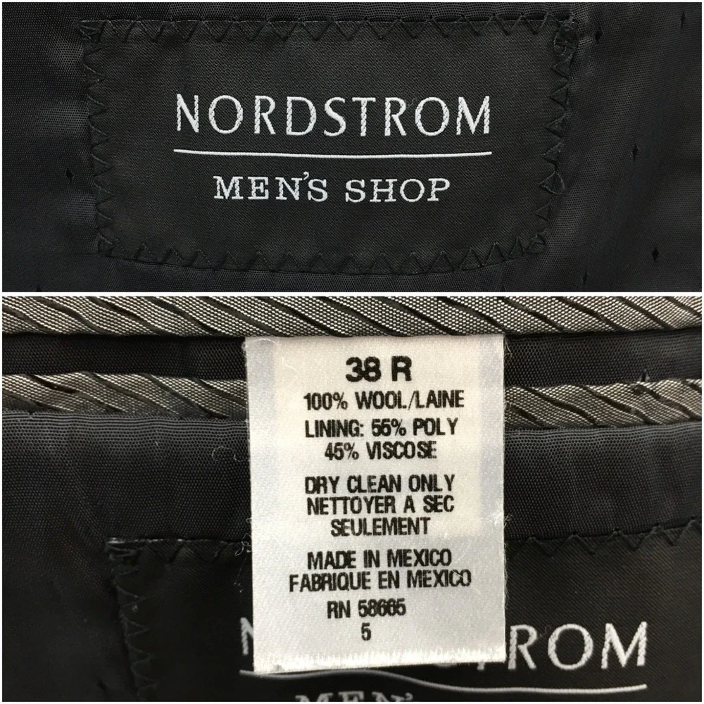 NORDSTROM Mens Wool Blazer Sport Coat Casual Jacket Size 38R Classic‎ Suit